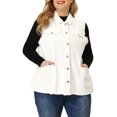 thumbnail image 1 of GRACE & GRANDEUR Gilet en Jean pour Femme Grande Taille Ourlet Brut Sans Manches Veste en Denim Mode 4X Blanc, 1 of 6