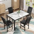 thumbnail image 2 of Stmoze 5 Piece Dining Table Set, Modern Faux Marble Tabletop and 4 Velvet Upholstered Chairs, Rectangle Kitchen Table and Chairs for 4 Persons, Small Dining Set for Bar Dining Room Breakfast, White, 2 of 7