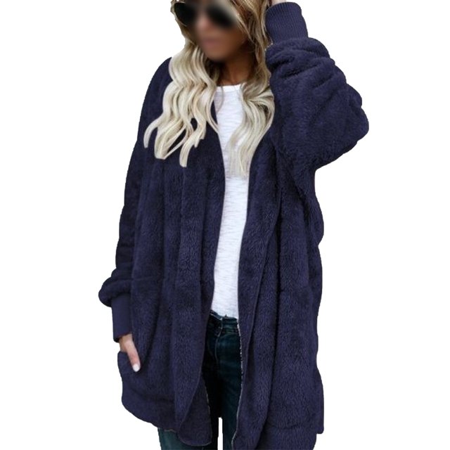 Innerwin Manteau à Capuche pour Femmes, Veste d'Hiver Chaude à Manches Longues, Bleu 4TG