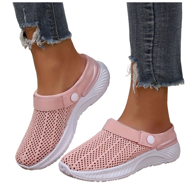 Womens Orthopedic Mules Clogs with Back Straps Summer Breathable Mesh Walking Slip on Sneakers Sandals