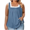 thumbnail image 1 of AherBiu Débardeurs Grande Taille pour Femmes Blouse d'Été Décontractée Ample Confortable Sans Manches à Encolure Carrée Froncée, 1 of 5