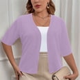 thumbnail image 2 of Women's Plus Size Cropped Cardigan Shrugs Short Sleeve Button Down Ribbed Knit Sweater Summer Kimono, 2 of 6