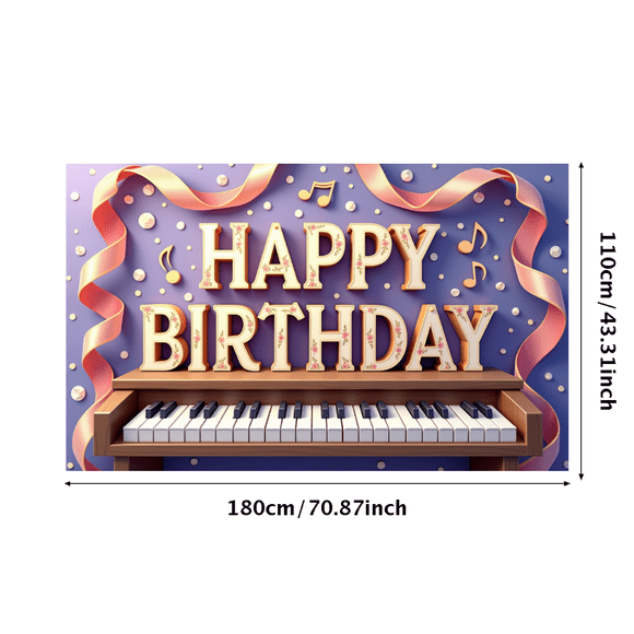 Mosaic Patterned Happy Birthday Banner Party Decoration Backdrop for Birthday Parties Photography Props Celebration Events Decor Backgrounds