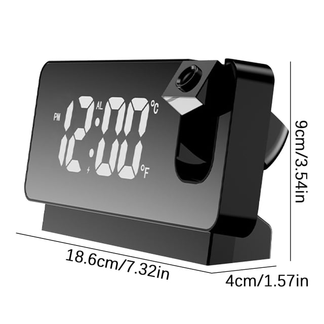 EGNMCR Alarm Clocks for Bedrooms, Clocks for Living Room Mirror Projection Clock LED Large Screen Display Mute Electronic Projection Alarm Clock Alarm clock