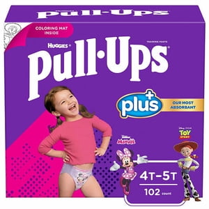 Huggies Pull-Ups Plus Pantalons de formation 4T à 5T Une fille, 102-pack
