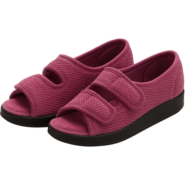 Silverts Women In & Outdoor Easy Closure Open Toe Slippers, 10, Rose Petal