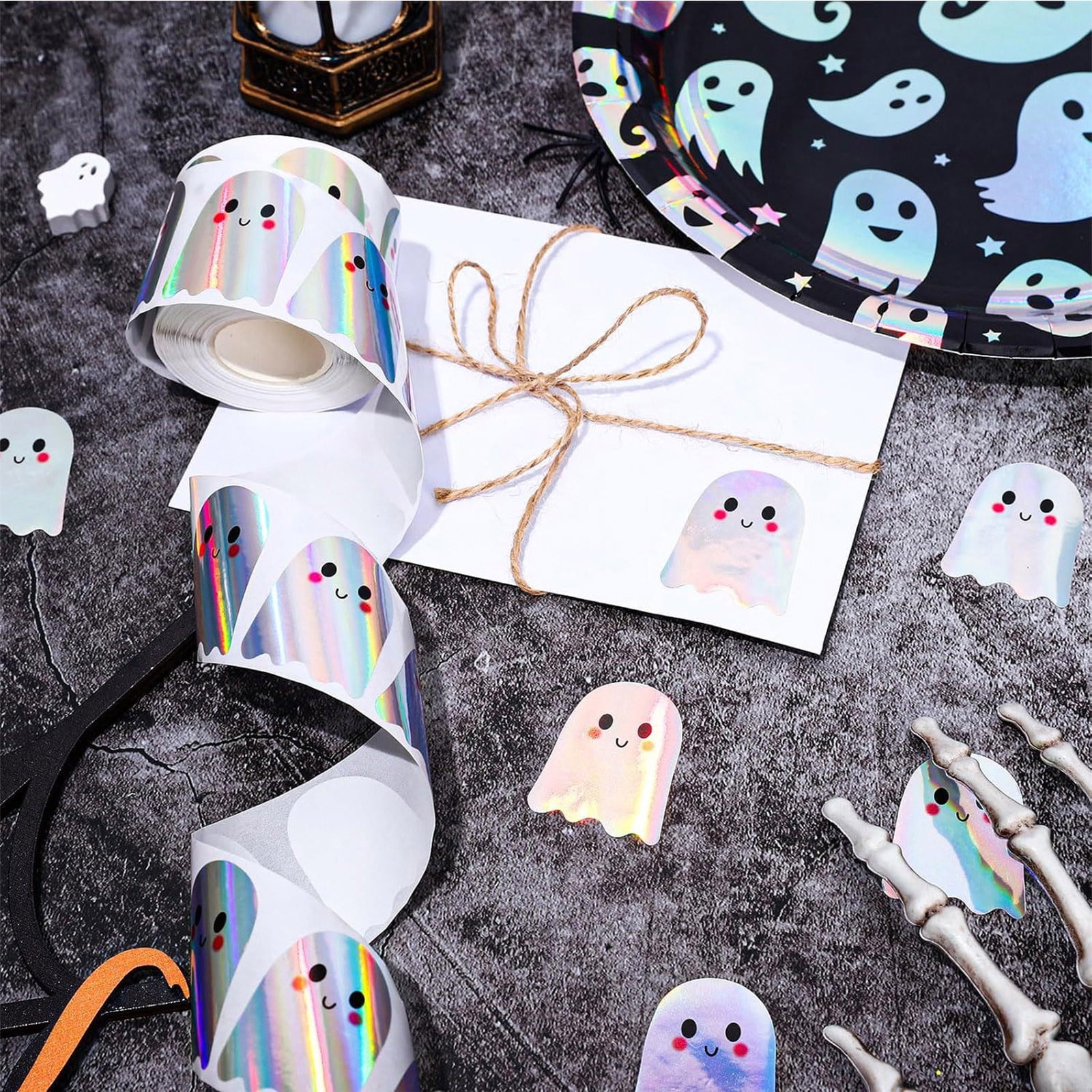 Unbranded 500pcs Ghost Sticker Roll - Halloween Decorative Adhesive For Gift Wrapping, Treat Bags, Crafts, Party Invitations, And Diy Projects