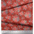 thumbnail image 2 of Soimoi Tissu Satin Soie Feuilles & Roses Imprimé Floral 1 Yard 42 Pouces de Large, 2 of 3