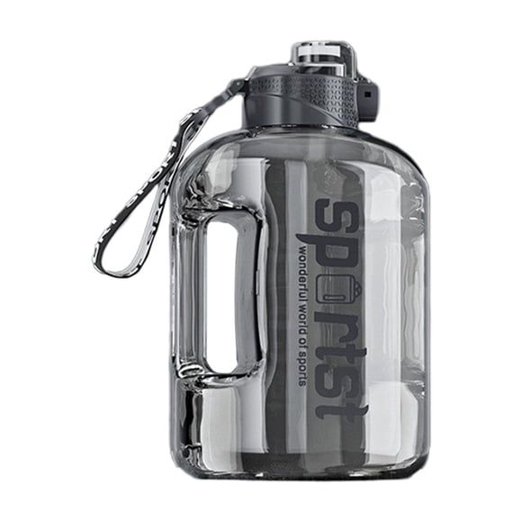 yulier Water Bottle with 2 in 1 Lid and Straw, Portable Plastic Leak-Proof Large Capacity Water Bottle for Sports Fitness Male and Female, Gray