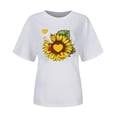 thumbnail image 3 of Pompotops T-Shirt Femme Casual Sexy Été Col Rond Imprimé Manches Courtes Tops Blouse, 3 of 3