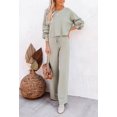 thumbnail image 3 of ORUYROP Ensemble de Pull 2 Pcs pour Femmes Haut Court à Manches Longues et Pantalon Large, 3 of 7