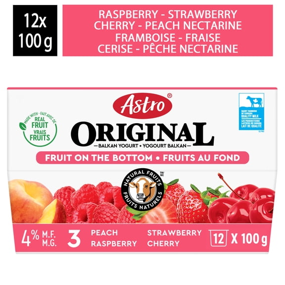 Astro Original Fruit on The Bottom Yogurt Strawberry, Raspberry, Black Cherry, Nectarine 4%