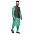 thumbnail image 2 of Atasi Kurta Pyjama Uni et Ensemble de Veste Nehru Imprimée pour Tenue de Fête pour Hommes, 2 of 3