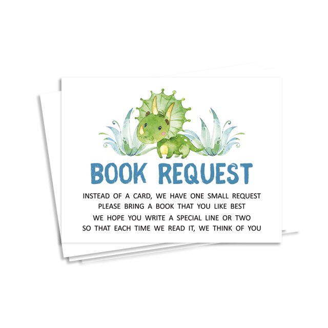 Inkdotpot 30 Books For Baby Shower Request Cards Bring A Book Instead Of A Card Dinosaur Jungle Animals Baby Shower Invitations Inserts Games