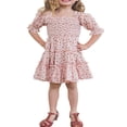 thumbnail image 1 of Mommy and Me Dresses Floral Print Short Sleeve Ruffle Beach Midi Dress Sundress, 1 of 4