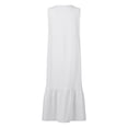 thumbnail image 4 of Cameland Robe Femme Mode Unie Solor à Col en V Sans Manches à Boutons en Coton et Lin, 4 of 5