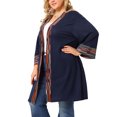thumbnail image 2 of GRACE & GRANDEUR Women's Plus Size Color Contrast 3/4 Sleeves Open Front Cardigan, 2 of 7