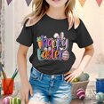 thumbnail image 2 of PMVFHDE T-Shirt Graphique à Manches Courtes Imprimé Lapin de Pâques pour Enfants, Col Rond, Décontracté, Printemps Été, Noir, 2-3 Ans, 2 of 4