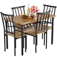 thumbnail image 1 of TROPOW Desk Chair,5 Piece Dining Table Set for 4, Kitchen Table and Chairs for 4 with Storage Rack, Metal and Wood Rectangular Dining Room Table Set for Kitchen, Dining Room, Dinette, Rustic Brown, 1 of 1