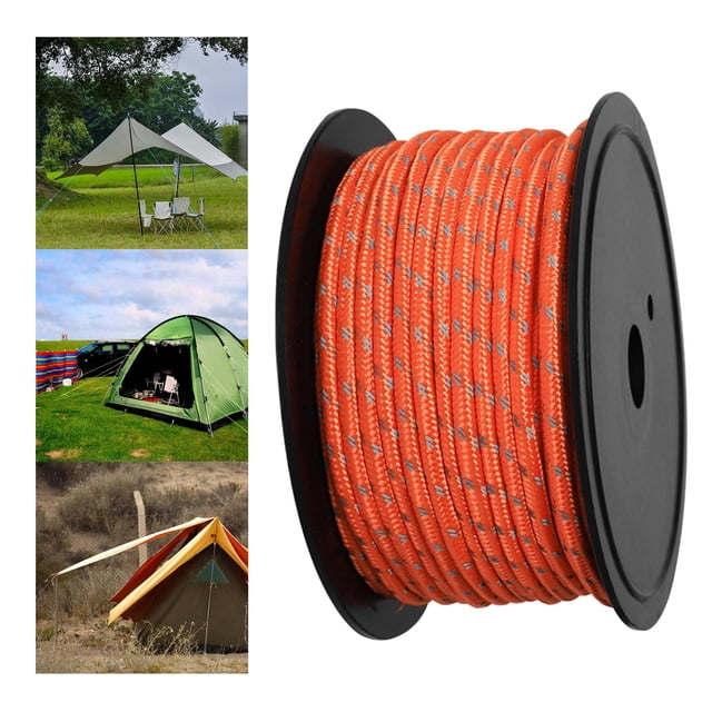 Guirlandes de Tente Réfléchissantes 30 m 6 mm, Corde de Guidage Multifonction pour Auvent de Tente Orange Lueur