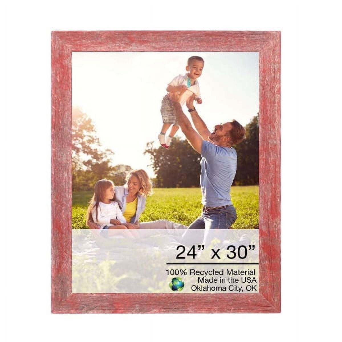 homeroots home decor 386550 24" x 30" Rustic Farmhouse Red Wood Frame