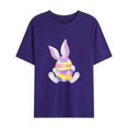 thumbnail image 1 of EGNMCR T-Shirts de Pâques à Imprimé Lapin et Oeufs, T-Shirts Graphiques pour Femmes, T-Shirts pour Femmes, Chandail Décontracté à Col Rond, T-Shirt à Imprimé de Pâques, Hauts à Manches Courtes, T-Shirt pour Femmes, 1 of 3