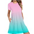 thumbnail image 1 of Weiqiqre Robes pour Femmes Été Décontractées à Manches Courtes Col Ras du Cou Robes T-Shirt Amples Évasées Mini avec Poches, 1 of 5