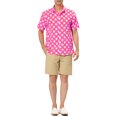 thumbnail image 2 of INSPIRE CHIC Men's Summer Polka Dots Shirt Button Down Short Sleeves Pattern Shirts XL Pink, 2 of 7