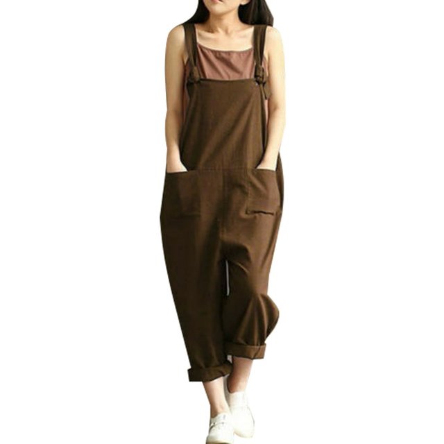 Pantalons Décontractés en Lin pour Femmes Combinaison en Coton Sarouel