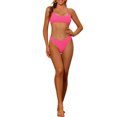 thumbnail image 1 of Women's 2 Piece Ribbed Bikini Sets, Adjustable Spaghetti Straps Sports Swimwear Bathing Suits Rose Red S, 1 of 5