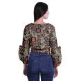 thumbnail image 2 of Moomaya Printed Womens Crop Top Wrap Style Top Wear Ruffle Long Sleeve Casual Summer Blouse, 2 of 5