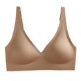 thumbnail image 2 of AMERTEER Lady Bra Padded  Soft Intimate Solid Color Support Breast Seamless Wire Free V Neck Sports Bra for Daily Wear Coffee M, 2 of 13