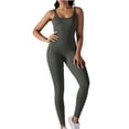thumbnail image 1 of AherBiu Workout Bodysuits for Women Sleeveless Square Neck Ribbed Slim Yoga Jumpsuits Joggers Rompers, 1 of 6