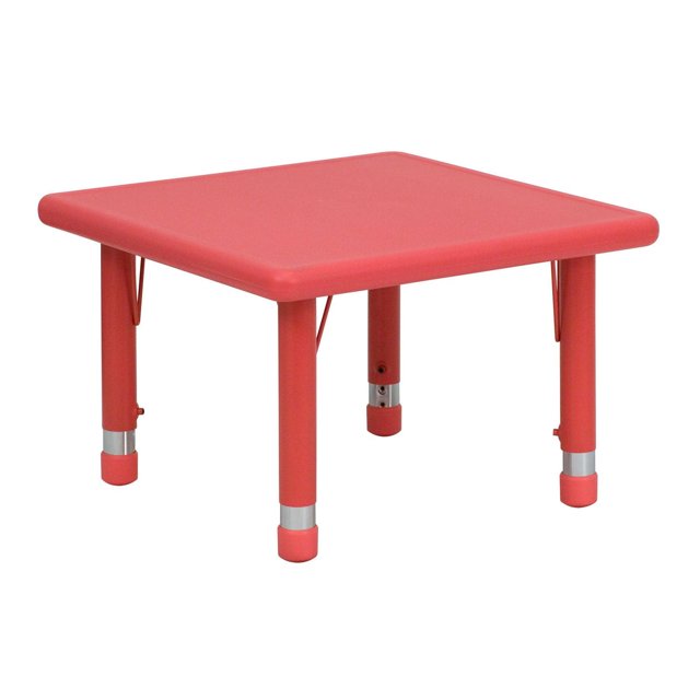 24''W x 48''L Rectangular Red Plastic Height Adjustable Activity Table