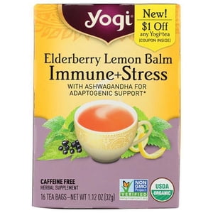 Yogi Tea - Elderberry Lemon Balm Immune &amp; Stress, 16 Bags, 1.1 oz