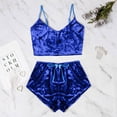 thumbnail image 4 of 2025 Ensembles de Pyjama pour Femmes Velours pour Femmes 2 Ensemble de Pyjamas en Soie pour Femmes Pièces Combinaison Tenue Sans Manches Ensemble de Pyjama Haut Court Camisole + Mariée, 4 of 7