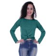 thumbnail image 1 of Moomaya T-Shirt Court à Manches Longues pour Femmes avec Nœud à l'Avant, T-Shirt d'Été Uni, Hauts, 1 of 7