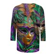 thumbnail image 5 of Penkiiy Blouse Carnaval Manches 3/4 Chemise de Printemps Quotidienne Tee Imprimé Masque Blouse Mardi Gras Col Rond 2024 Tee Tunique Habillée S Multicolore, 5 of 5