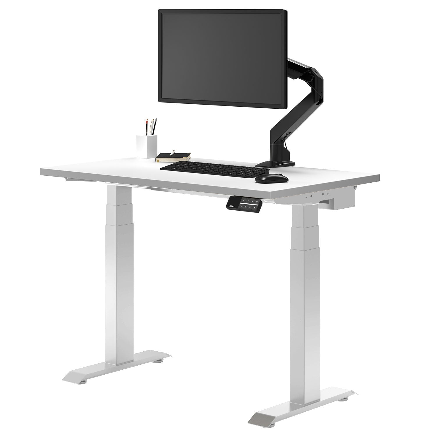 Desky Dual Mini Sit Stand Desk - White / 44 x 24 inches / White