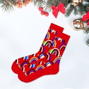 Men's Autumn And Winter Socks Santa Claus Snowflake Men's Middle Tube Socks Damp Cotton Socks Sports Socks Sock Red
