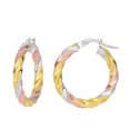 thumbnail image 1 of 14K Yellow And White Rose Gold Twisted Round Hoop Earrings, Diameter 20mm, 1 of 1