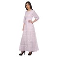 thumbnail image 2 of Moomaya Robe Longue Évasée Imprimée pour Femmes Manches 3/4 Col Rond Tenue Décontractée, 2 of 3