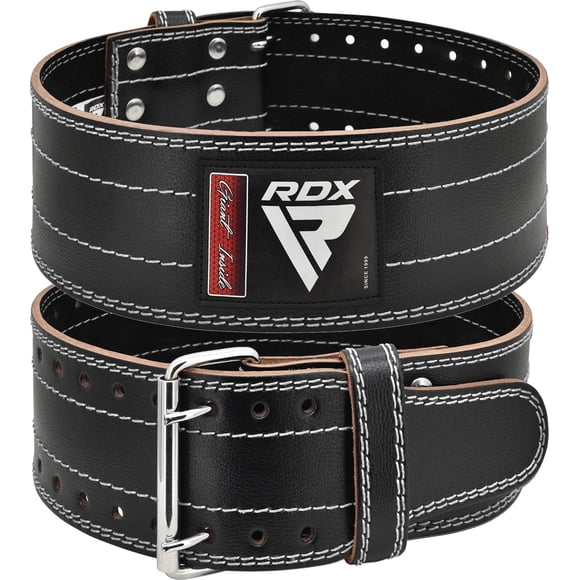RDX Ceinture d'Haltérophilie pour Hommes et Femmes, Approuvée IPL et USPA, 100 % Cuir de 6 mm d'Épaisseur, Soutien Dorsal pour Dynamophilie de 4”, Exercice de Musculation pour Squats et Soulevés de Terre, Entraînement de Mise en Forme au Gym, Musculation, jusqu'à 700 Lb