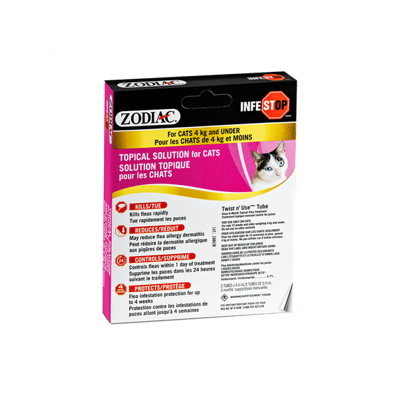 Zodiac Infestop™ Solution Topique contre les Puces pour Chats, pour les Chats de Moins de 4kg