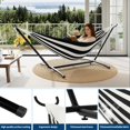 thumbnail image 2 of Hamac Double Support de Hamac - Acier Robuste, Capacité de 450 Lb, Rayures Gris Foncé/blanc, Portable pour Patio Intérieur/extérieur (Lot de 1), 2 of 7