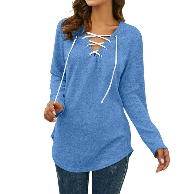 Women‘s Solid Color Long Sleeve Printed Top Pink M