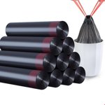 Self Closing Drawstring Bag Garbage Bags Black Fit for Office Kitchen