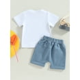 thumbnail image 4 of Gupgi 2Pcs Baby Boy Clothes Short Sleeve Letters Print T Shirt Elastic Waist Pockets Shorts Set, 4 of 9