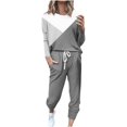thumbnail image 1 of CHOK Womens Sport Set Long Sleeve Patchwork Color with Loose Cozy Petite Sweatpant Trendy Fall Winter Suits (X-Large  Pink), 1 of 5