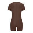 thumbnail image 4 of AherBiu Yoga Bodysuits for Women Square Neck Short Sleeve Slim Stretchy Workout Short Jumpsuits Rompers, 4 of 6